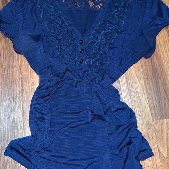 belk Tops - Elegant Navy Blue Ruffled Blouse